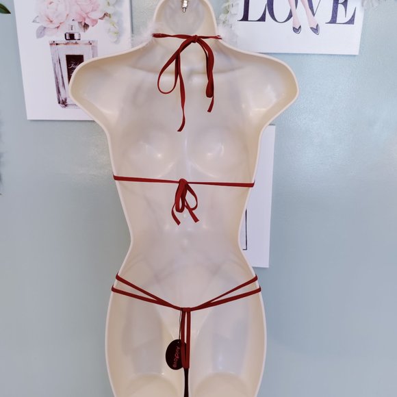 Avidlove Women's Lingerie Red Halter V Neck Lace Teddy - Picture 5 of 8